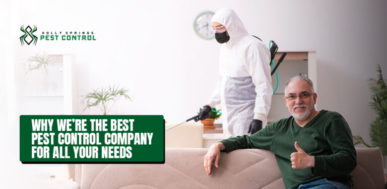 Holly Springs Pest Control Professional is spraying insecticide inside the house of a satisfied customer.
